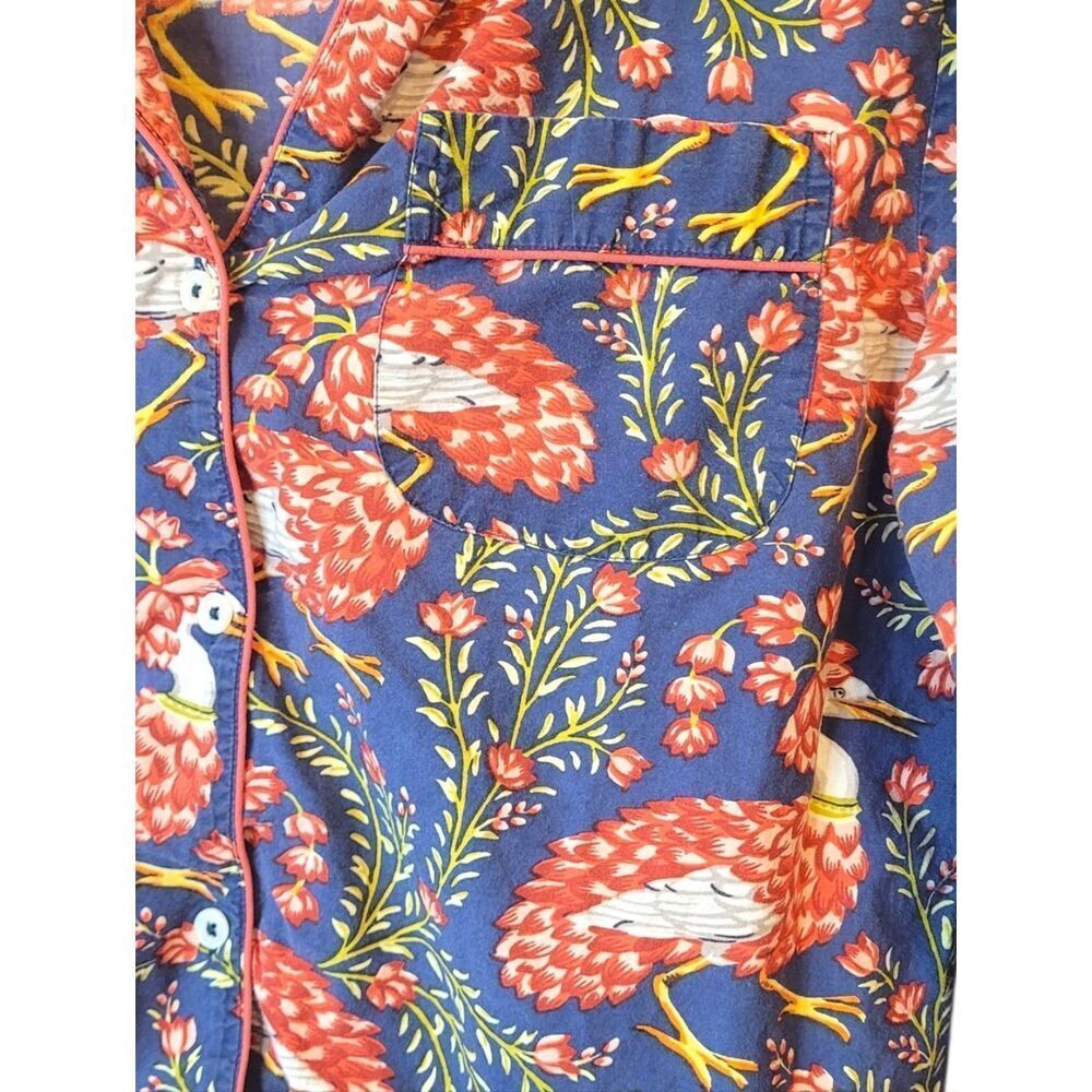 Printfresh Navy Floral & Bird Button-Up Pajama Top Size XS - Picture 4 of 6
